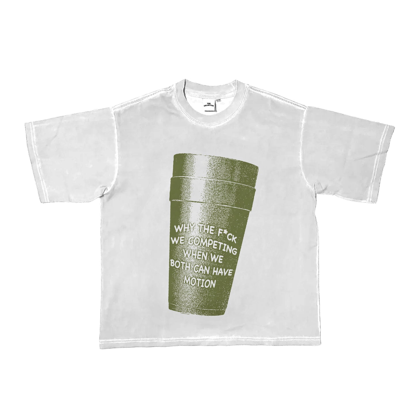 Cup Tee White/Olive Green