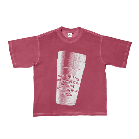 Cup Tee Maroon/White