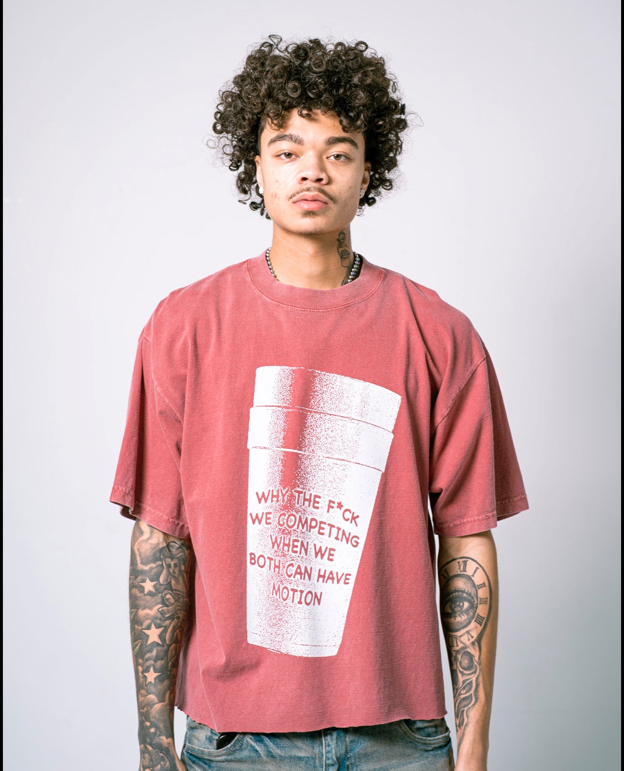 Cup Tee Maroon/White