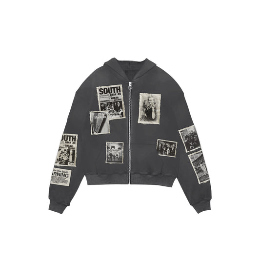 Patch Zip Up Dark Grey